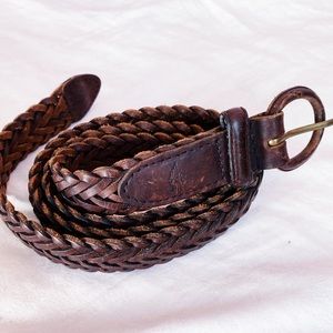 Knitted Faux Leather Brown Belt